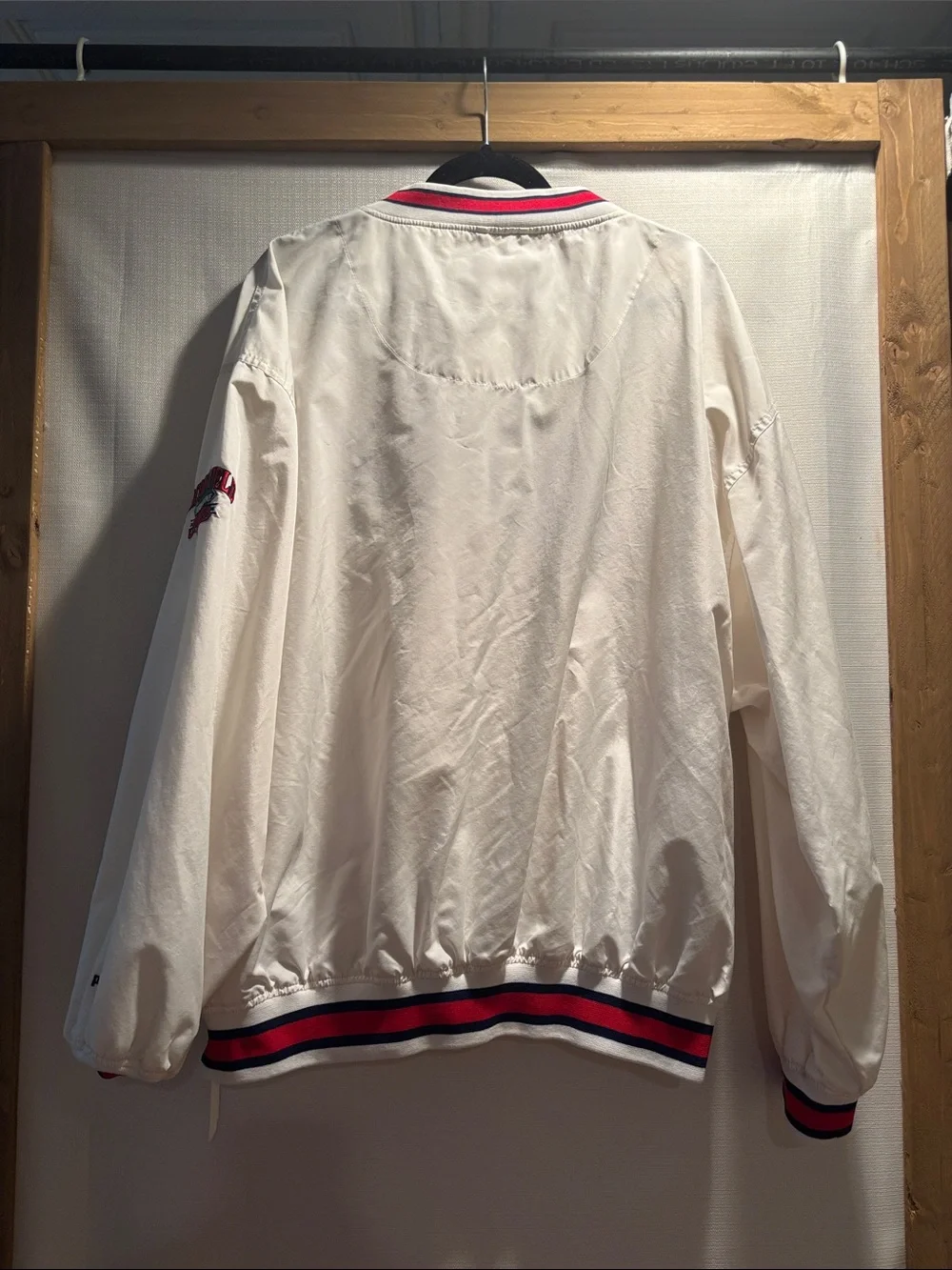 Puma Indians White Pullover Varsity Jacket with Red & Navy Trim Vintage